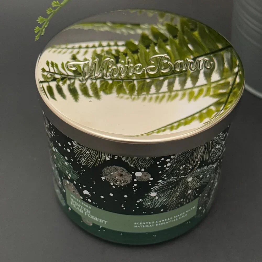 BBW Winter Pear Forest White Barn Bath & Body Works 3 Wick Candle